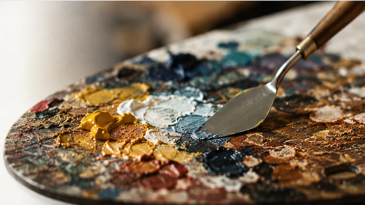 Artist palette with paint and palette knife
